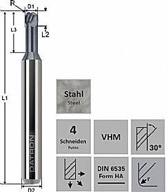 Radiefräs, 4-skärig med coating